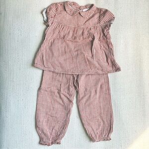 Zara Home Gingham Set 2–3Y Rust Check Cotton Top & Pants Outfit